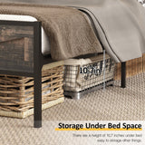 Halitaa Bed Frame Queen Size with Charging Station, Platform Metal Bed with Headboard & Led Light, Farmhouse Storage Bed for Bedroom, No Box Spring Needed Halitaa