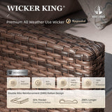 Small Patio Furniture Set, 3 Pieces Wicker Outdoor Sectional Set, L-Shaped Patio Couch Set, Modular Rattan Conversation Set with Lounge Sofa and Ottomans for Deck Lawn Garden, Beige HERA'S HOUSE