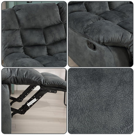 EBELLO Reclining Sofa Furniture Set, Loveseat Recliner Sofa and 3PC Bonded Manual Recliner Set for Living Room, Grey Green (Loveseat+Sofa) EBELLO