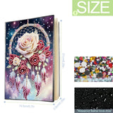 TDFERAN Diamond Art Notebooks DIY Dreamcatcher Flowers Diamond Painting Notebook Gem Art for Adults Valentines Day Journal Special Shaped Crystal Journaling Notebooks Painting Sketchbook TDFERAN