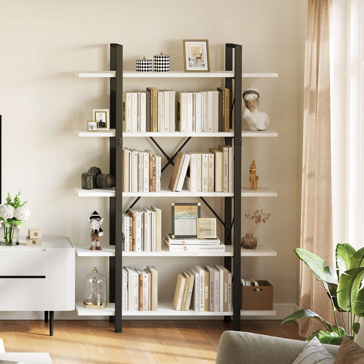 YITAHOME 5 Tier Bookshelf, Freestanding 5 Shelf Bookcases and Bookshelves, Modern Minimalist Furniture Open Display Storage Shelves Books Organizer for Living Room Bedroom Home Office, White YITAHOME