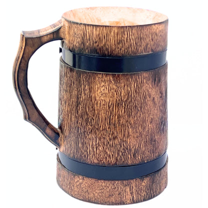 Vintage Handmade Brown Wooden Rustic Beer Mug Viking Wood Stein wood tankard coffee baverage party celebrational toast - WoodArtSupply