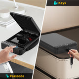 KENRONE Portable Safe Box,Biometric Gun Safe for Handgun,Fingerprint Cabinet Boxes with Keys and Password to Quick Unlock,Safe Case for Guns Nightstand Travel Carry-on KENRONE