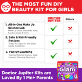 Doctor Jupiter Glam DIY Craft, Make-Up Kit for Girls Ages 6-8-12 | Lip Gloss, Bath Bomb, Perfume Making Kit with 50 Beauty Science Experiments | Birthday Gift Ideas for 6-7-8-9+ Year Old Girls Doctor Jupiter