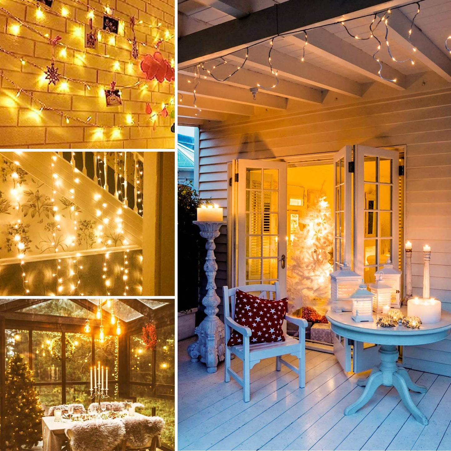 Super-Long 180FT 500 LED Christmas String Lights Indoor/Outdoor, Waterproof Warm White Christmas Lights, 8 Modes Led String Fairy Lights Decorative for Wedding Party Patio Garden Christmas Tree