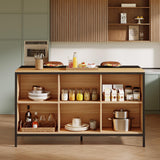 Tribesigns 62" Kitchen Island with Seating and 6 Cube Storage, Breakfast Counter, Modern Large Home Bar Table for Dining Room Kitchen Tribesigns