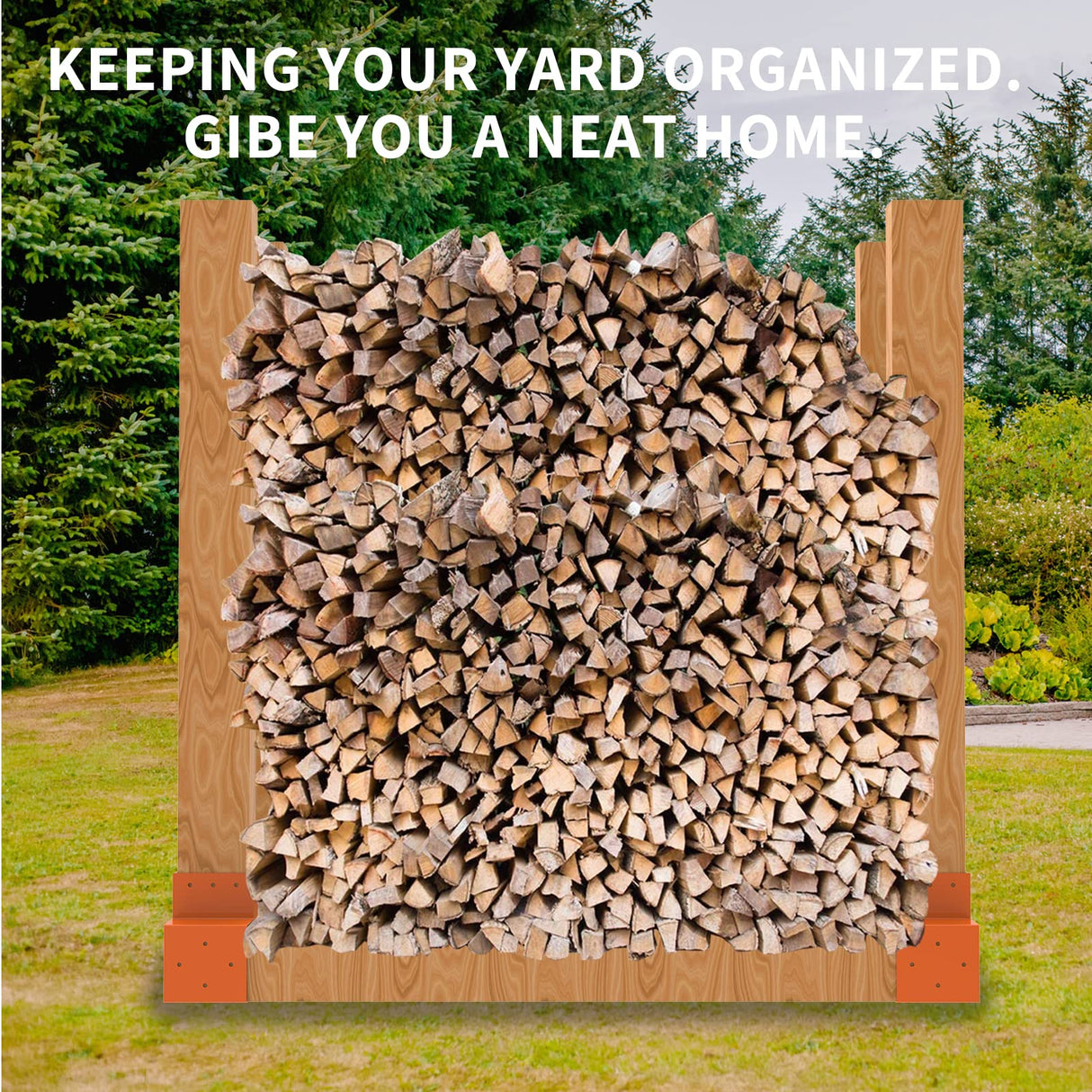 Firewood Log Storage Rack Bracket Kit with Screws Steel Fireplace Wood Storage Holder Outdoor Indoor - Adjustable to Any Length, Rust Proof, Heavy Duty (2 Brackets Kits and 2 Connectors) Homydom