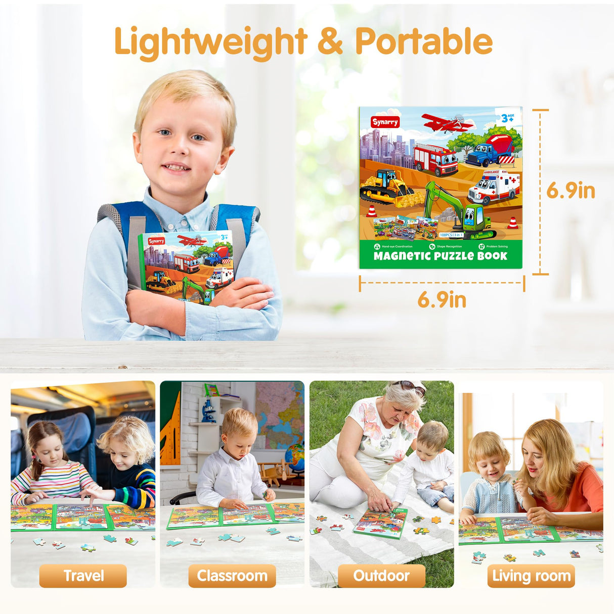 SYNARRY Vehicle Theme Magnetic Puzzles for Toddlers 3-5, 36 Pieces Travel Puzzles for Kids Ages 4-8, Car Airplane Road Trip Activities Magnet Games Toys for 3 4 5 6 Year Old Children Boys Girls Gifts SYNARRY