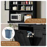 UpWiew Tilt Out Cabinet with Deodorising Function, Freestanding Kitchen Pantry Fits 10-Gallon Trash Can, Kitchen Hutch Cabinet with Microwave Shelf, Tall Storage Cabinet, Black UpWiew