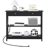 Yaheetech TV Stand with Power Outlet, Entertainment Center with Drawer, 39.5" Media Console Table for TV up to 45 inch with 2 Open Shelves for Bedroom, Living Room, Entryway, Black Yaheetech