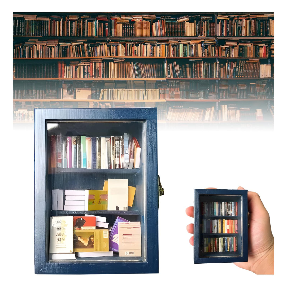 Atlodas Mini Pocket Anxiety Bookshelf - Stress-Relieving Display Cabinet for Book Lovers Atlodas