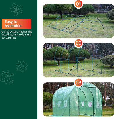 Portable Greenhouse 10'xW7'xH7' Green House Large Walk-in Greenhouses for Outdoors Greenhouse Plastic with Observation Windows and Rolling-up Door