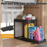 Meltrck Under Sink Organizer 2 Pack,Bathroom Under Cabinet Storage with Pull Out Sliding Drawers for Kitchen Organization,12.8 Inch,Black Meltrck