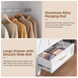 LCAOPC 71" Tall Metal Wardrobe Cabinet with Drawer and Hanging Rod, 2 Doors Armoire Wardrobe Closet with Shelf for Bedroom, Office, Laundry Room, White LCAOPC