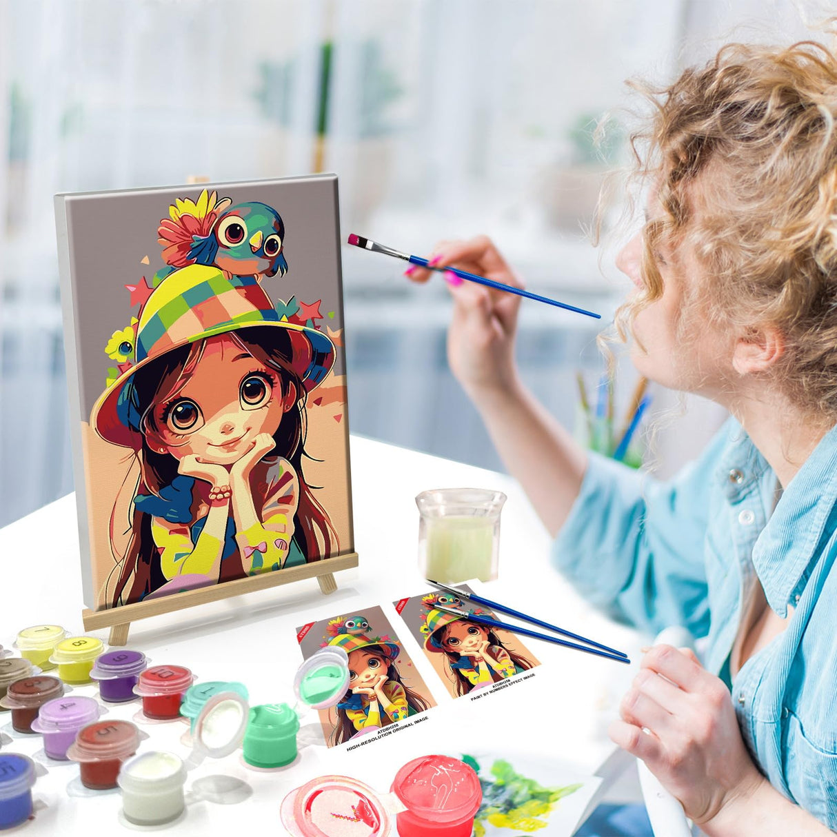 ATDMS Paint by Numbers Kit for Adults with Frame Cartoon Paint by Number with Easel Cartoon Character Adult Paint by Number Kits on Canvas Paint by Number with Frame for Home Wall Decor 8x12 Inch ATDMS