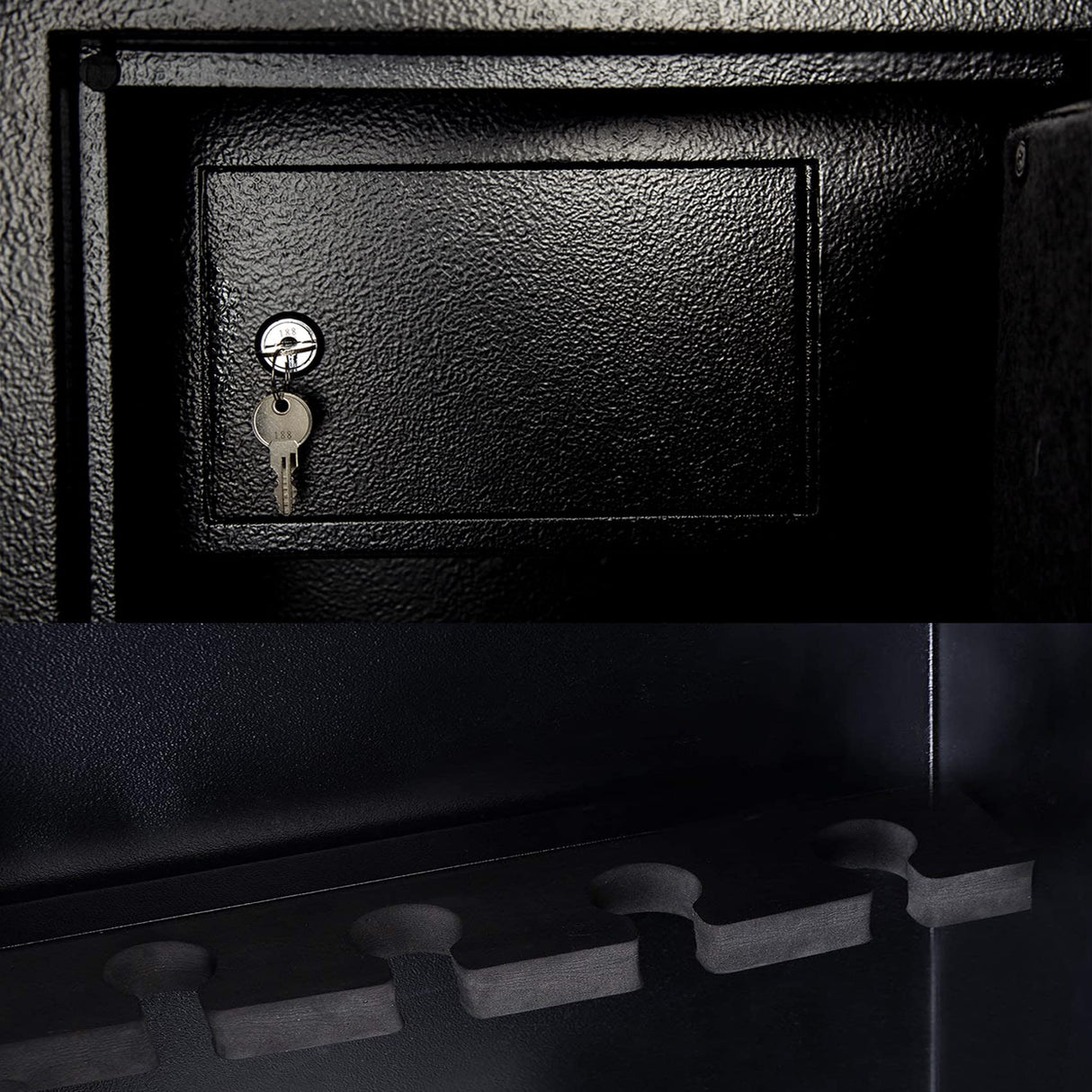 Larger and Deeper Rifle Safe, New and Improved Gun Safe for 5-6 Rifles and Shotguns for Home, Quick Access Gun Cabinet (w or w/o Scope) with Lockbox Silent Mode quicktec