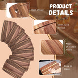 Roshtia 6 Pieces Acacia Wood Cutting Board Kitchen Wooden Chopping Board with Juice Groove Reversible Charcuterie Serving Board Butcher Block Cutting Board for Meat, Cheese, Vegetables, 14" x 10" Roshtia