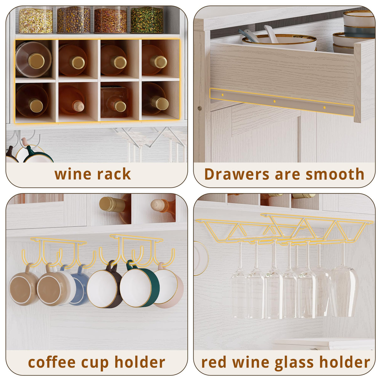 IRONCK Kitchen Pantry Storage Cabinet 72" Height with Doors, Drawer, Adjustable Shelves, Freestanding Cupboard hutch Cabinet for Dining Room, Living Room, White IRONCK