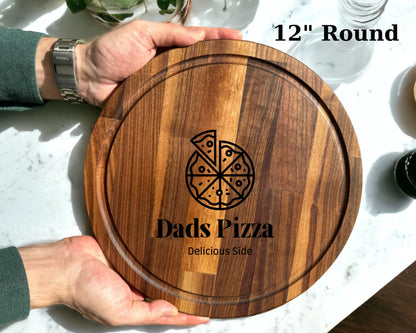 Personalized pizza cutting board 16 inch round - Large pizza serving board - Wooden pizza board - Pizza lovers gift ideas - WoodArtSupply