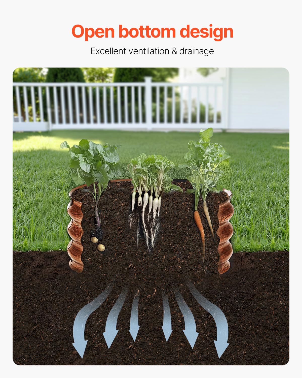 VEVOR 3 Pcs 2x2x1ft Round Galvanized Raised Garden Bed Kit, Outdoor Metal Raised Beds for Gardening Vegetables, Easy Assembly Garden Planter Box for Flowers Fruits with Open Base VEVOR