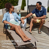 Best Choice Products Set of 2 Outdoor Patio Chaise Lounge Chair Adjustable Reclining Folding Pool Lounger for Poolside, Deck, Backyard w/Steel Frame, 250lb Weight Capacity - Black Best Choice Products