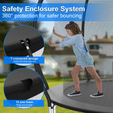 YSSOA 12FT Trampoline Secure Fun for Kids and Adults Recreational Trampolines Complete with Safety Enclosure Wind Stakes and 400LBS Weight Capacity Black Inside Net YSSOA