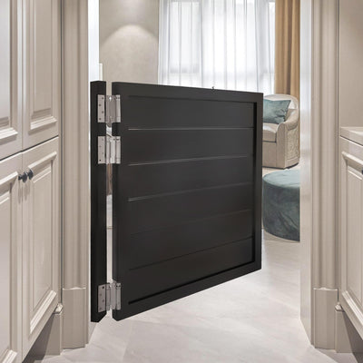 Swinging Door, Swing Half Door 3 Spring Hinges, Cafe Saloon Doors Swinging for Hallway Kitchen Bar Pub Entrance Partition, 35.4x35.4inch / Black