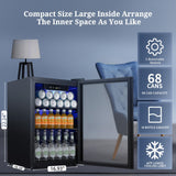 Antarctic Star Beverage Refrigerator Cooler 68 Can, Mini Fridge with Glass Door for Beer Drinks Wine,Freestanding Small Fridge with Electronic Temperature Control for Home and Bar,1.7 cu.ft Antarctic Star