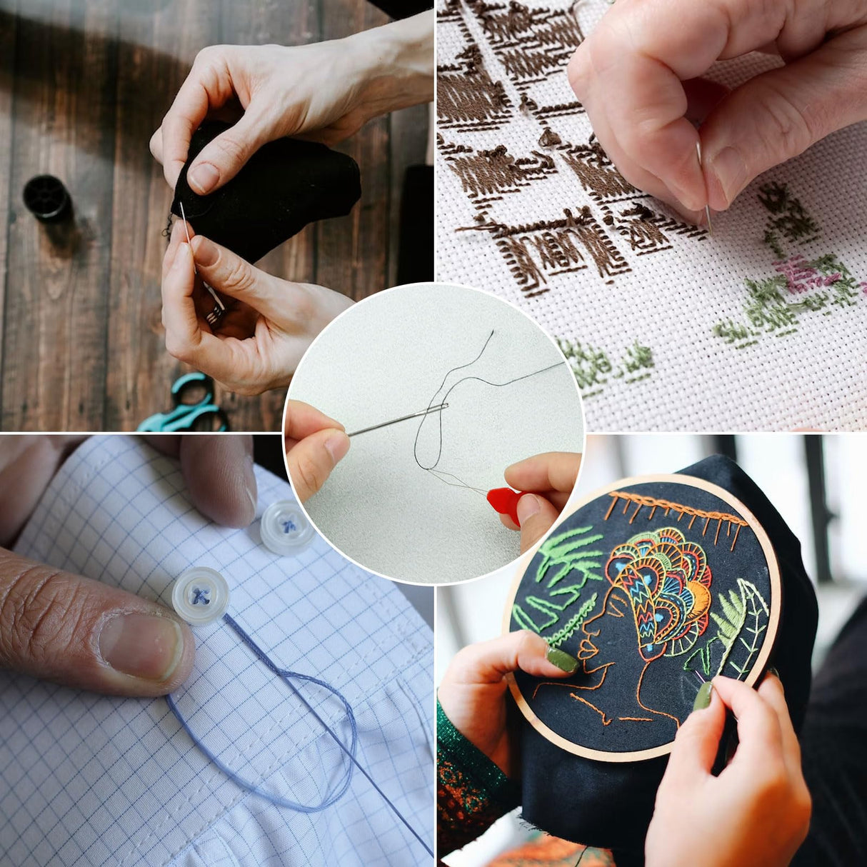 FIVEIZERO 80/40 PCS Large Eye Sewing Needles, 7 Sizes Sewing Sharp Needles, Leather Needle Embroidery Thread Needle, Stainless Steel Yarn Knitting Needles with Threaders for Handsewing Art Crafts CJ FIVEIZERO