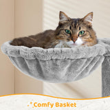 Yaheetech Cat Tree Tower Kitten Condo Scratching Post with Hammock Basket 54in Yaheetech
