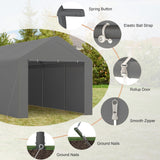 Carport, 10x20ft Heavy Duty Portable Garage, Car Port with Storage Shed, Car Canopy with Removable All-Season Tarp Sidewalls & Doors for Car, Truck, Boat, Party, Grey TANGJEAMER
