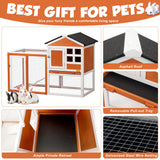 Rabbit Hutch Indoor Bunny Cage Outdoor Wooden Chicken Coop Small Animal Enclosure with Pull Out Tray & Weatherproof Asphalt Roof,48" L x 24" W x 35" H Orange COZIVVOVV