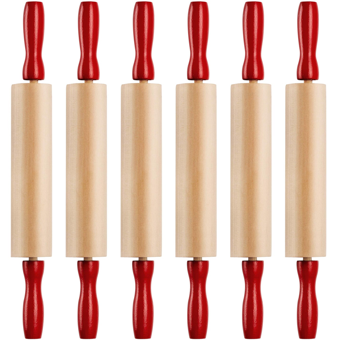 Mini Rolling Pin 7.5 Inch Kids Rolling Pin - (Pack of 6) Set for Play Dough Accessories Small Rolling Pin for Dough - Wood Kids Rolling Pins with Handles for Foods, Accessories