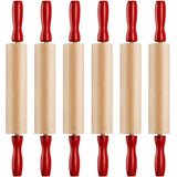 Mini Rolling Pin 7.5 Inch Kids Rolling Pin - (Pack of 6) Set for Play Dough Accessories Small Rolling Pin for Dough - Wood Kids Rolling Pins with Handles for Foods, Accessories Bedwina