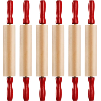 Mini Rolling Pin 7.5 Inch Kids Rolling Pin - (Pack of 6) Set for Play Dough Accessories Small Rolling Pin for Dough - Wood Kids Rolling Pins with Handles for Foods, Accessories