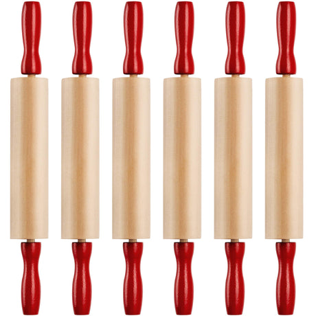 Mini Rolling Pin 7.5 Inch Kids Rolling Pin - (Pack of 6) Set for Play Dough Accessories Small Rolling Pin for Dough - Wood Kids Rolling Pins with Handles for Foods, Accessories Bedwina