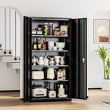 INTERGREAT Storage Cabinet, 72” Black Garage Steel Locking Cabinet with Doors and 4 Adjustable Shelves, Tall Lockable File &Tool Cabinet for Home Office, Metal Classroom Cabinet Basement INTERGREAT