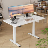 LongKe Electric Standing Desk Adjustable Height, Stand up Home Office Desk, 55x24 Inches Sit Stand Desk with Memory Preset, White LongKe