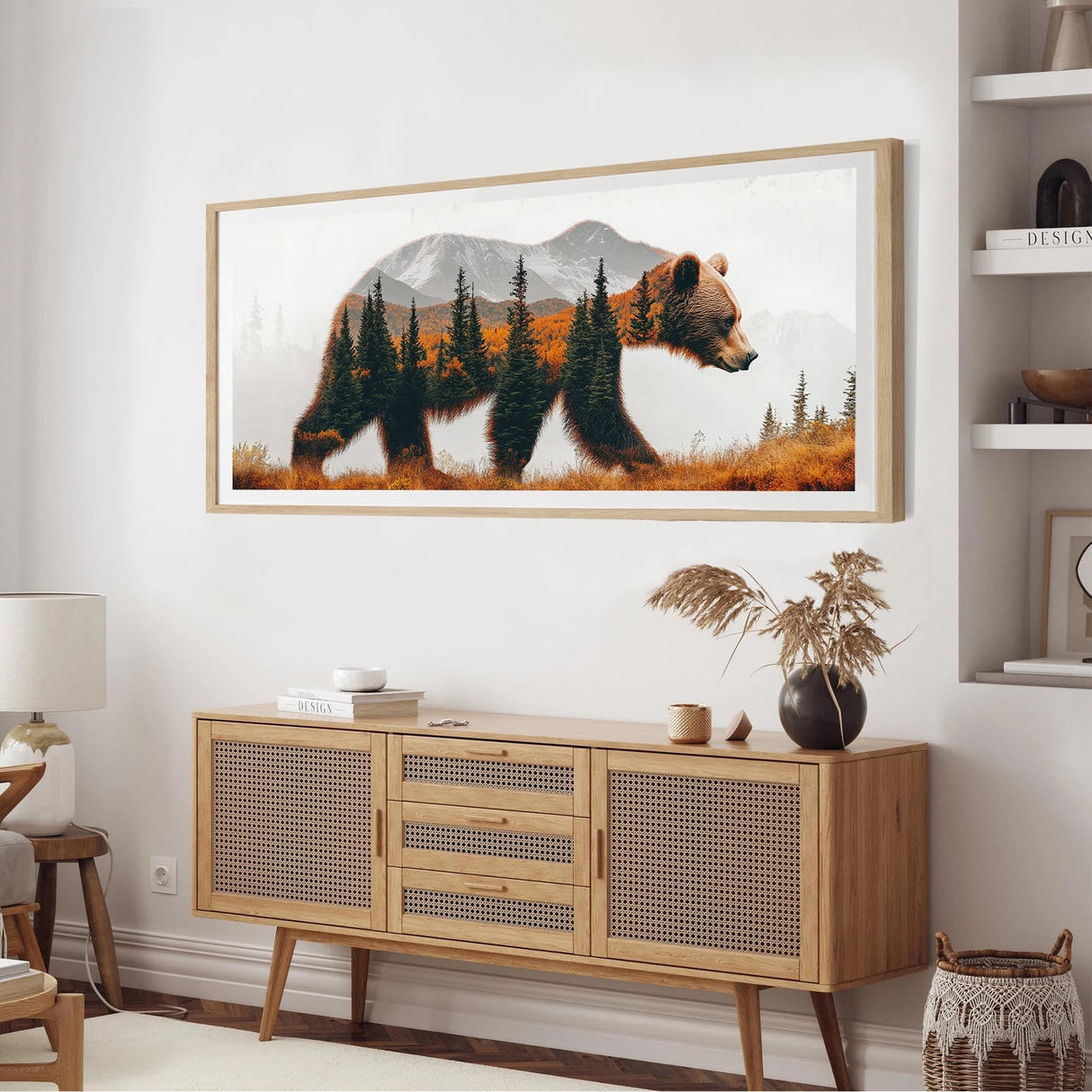 LOMSIOY 5D Large Diamond Art Kits for Adults, Bear Diamond Painting Kits for Beginner, Forests Diamond Art with Round Full Drill Rhinestone Crafts Gem Arts for Home Wall Decor 31.5 x 11.81 inch LOMSIOY