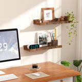 upsimples Floating Shelves for Wall, Wood Mounted Shelf Decor Storage Set of 6, for Bedroom, Living Room, Bathroom, Kitchen, Picture Ledge, Brown upsimples