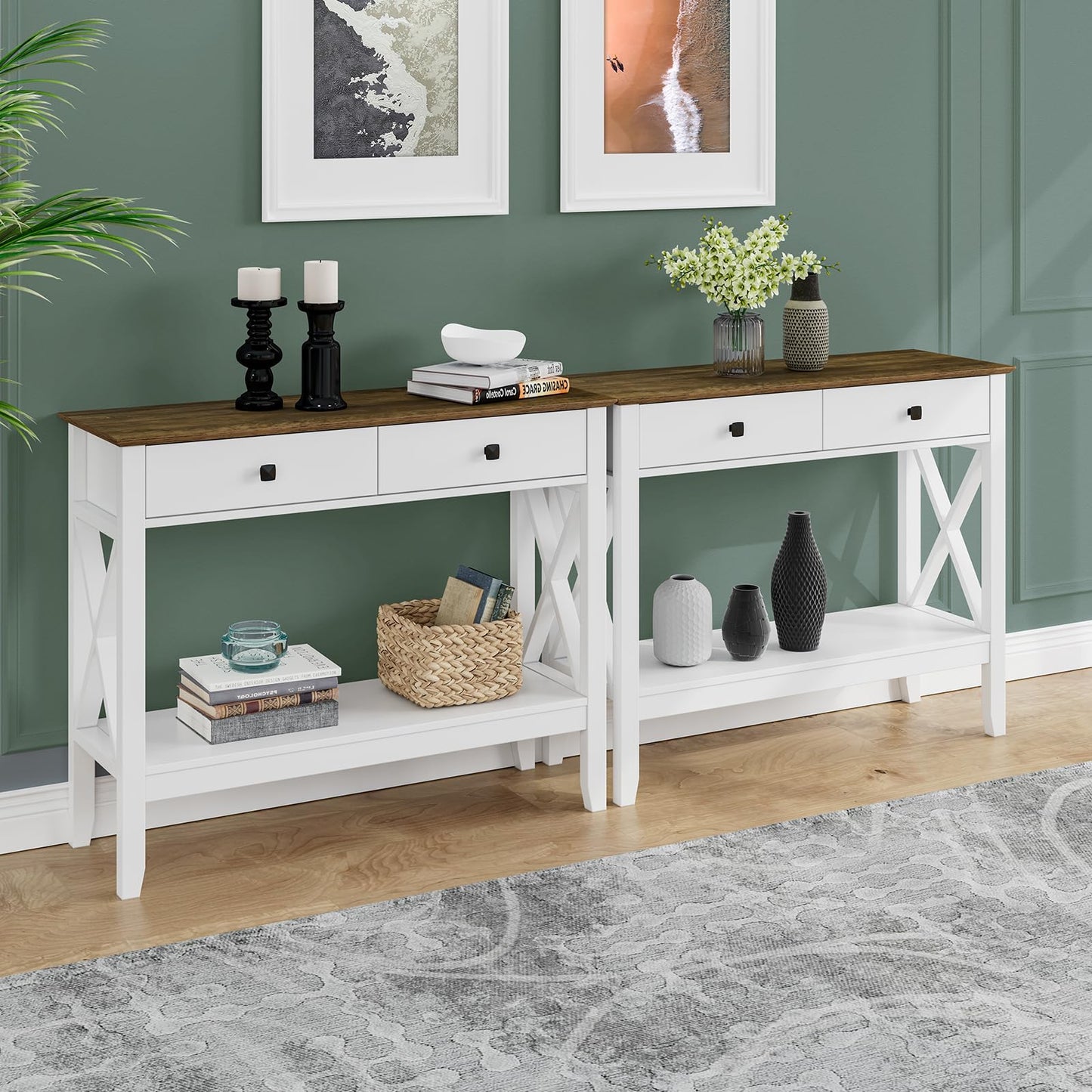 Lomojo Console Table,Sofa Table 13.8" D x 39.37" W x 31.5" HEntryway Table with 2 Drawers Storage Shelve Foyer Table for Entryway Farmhouse Hallway Tables for Living Room,Kitchen - WoodArtSupply