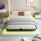 FSJianYi Floating Bed Frame Queen Size with LED Lights Metal Platform Bed No Box Spring Needed Easy to Assemble (King) FSJianYi