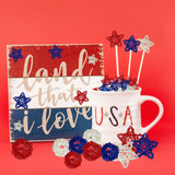 OZIO-US 24 Pcs 4th of July Star Rattan Balls Decoration, Red Blue White Stars for 4th of July Independence Day Home Decor DIY Vase Bowl Filler Ornament Table Decoration OZIO-US
