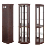 nifoti 69" H Lighted Curio Cabinet Corner Display Case,Corner Glass Cabinet with Tempered Glass Door and Adjustable Shelves,Wooden Curio case with Mirrored Back Pane (Style 2 - Dark Cherry) nifoti