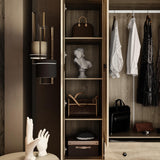 Hitow Ratten Wardrobe Cabinet Armoire Closet, 8 Door Rattan Closet Wardrobe Cabinet with 5 Drawers & Hanging Rod, Storage Wardrobe Armoire Dresser for Bedroom Organizer (18.8" D x 59" W x 70.8" H) Hitow