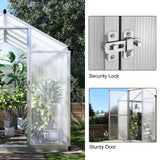 TROPOW 6.25 x 10 Ft Greenhouse for Outdoors with Quick Structure, Aluminum Alloy & Polycarbonate Green House with 24" x 23" Roof Windows Vent, Walk in Sunroom for Patio, Backyard, Garden,Silver TROPOW