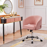 Yaheetech Pink Desk Chair Vanity Chair with Back Home Office Chair Cute Desk Chair Modern Swivel Rolling Chair Computer Chair for Study, Vanity, Bedroom Yaheetech