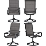 DWVO 4 Set Padded Outdoor Swivel Chairs, Exclusive Swivel Patio Chairs w/Sturdy Metal Frame & Cozy Padded High Back, All Weather Patio Swivel Chairs for Backyard Deck Garden, Gray DWVO