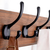 SKOLOO Rustic Wall Mounted Coat Rack with 16 Inch Mounting Hole Distance, Pine Solid Wood Coat Hook Hanger - 5 Hooks for Hanging Clothes Robes Towels Coats SKOLOO