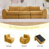 MAXMAXX 102" Cloud Sofa, 4-in-1 Folding Sofa Bed, Floor-Standing Boneless Couch, Futon Sofa Bed for Living Room, Bedroom and Entertainment Room(Yellow) MAXMXX